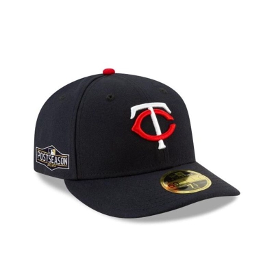 Blue Minnesota Twins Hat - New Era MLB Postseason Side Patch Low Profile 59FIFTY Fitted Caps USA5614237